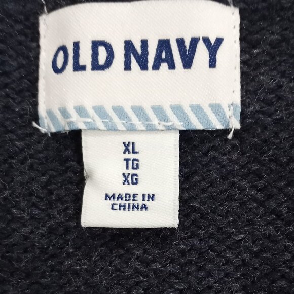 OLD NAVY BROWN AND NAVY BLUE WIDE STRIPE CREW NECK LONG SLEEVE PULLOVER MENS XL - Picture 4 of 6